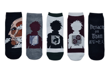 Load image into Gallery viewer, Attack on Titan 5 Pair Pack of Lowcut Socks
