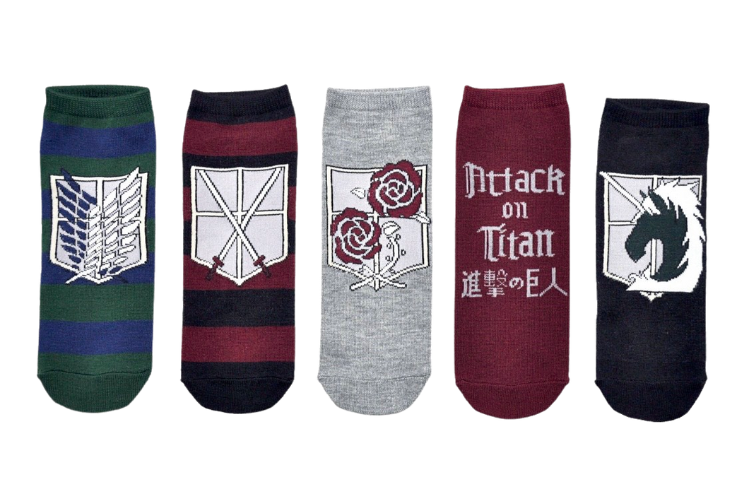 Attack on Titan Regiment 5 Pair Pack of Lowcut Socks